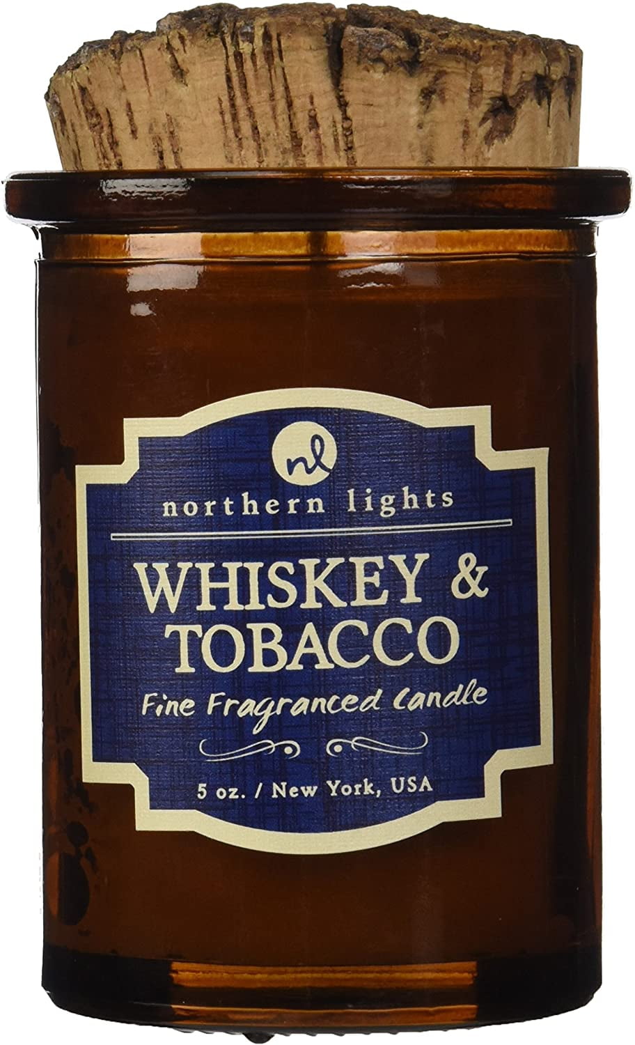 Northern Lights Candles Whiskey and Tobacco Spirit Candle, 5 oz, Amber