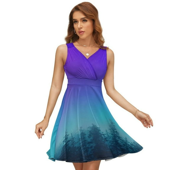 Northern Lights Dress Summer Street Style Dresses Female Sleeveless Printed Sundress