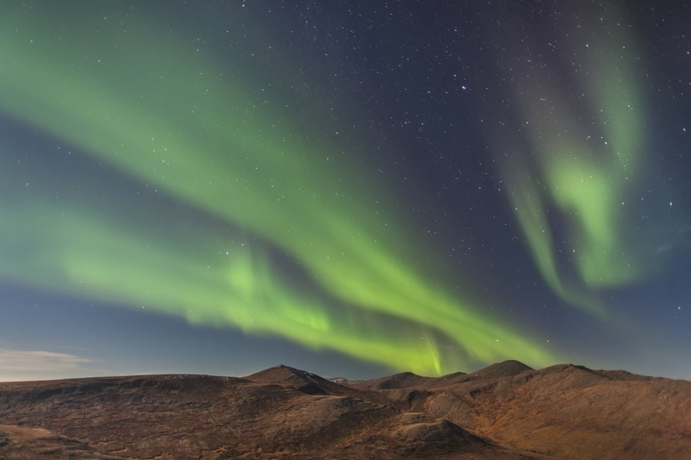 Northern Lights Above Eagle Summit And Pinelle Mountain Range Along The Steese Highway North Of Fairbanks Alaska United States Of America Canvas Art - Kevin Smith Design Pics (19 x 12)
