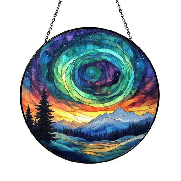Northern Lights Glass Suncatcher Window Hanging, Aurora Sky Light Catcher Decor, Magical Nature Inspired Home Gift