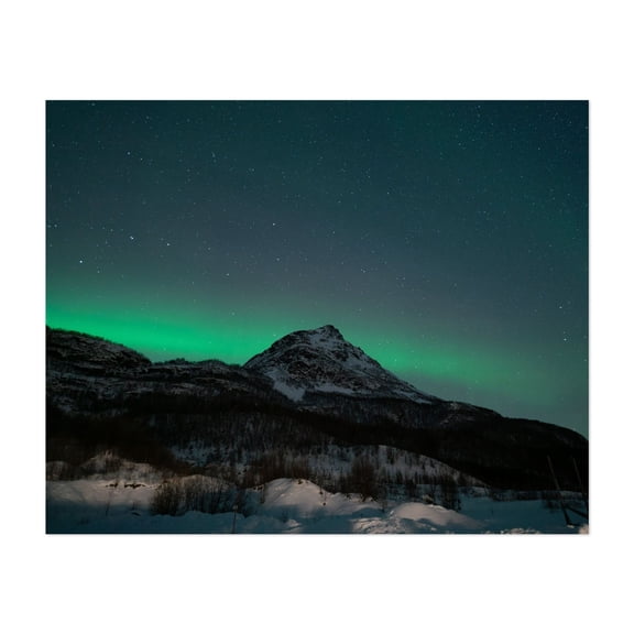 Northern Lights II - Tromsø Troms Norway Photography Aurora Borealis Night Sky Mountain Winter Stars Scenic Unframed Wall Art Print 24 x 30 inches