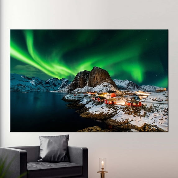 Northern Lights Landscape, Canvas Print, Canvas Decor, Canvas Gift, Northern Lights Canvas Decor, Lofoten Canvas Art, Canvas Wall Decor - 3P-Gallery Wrapped
