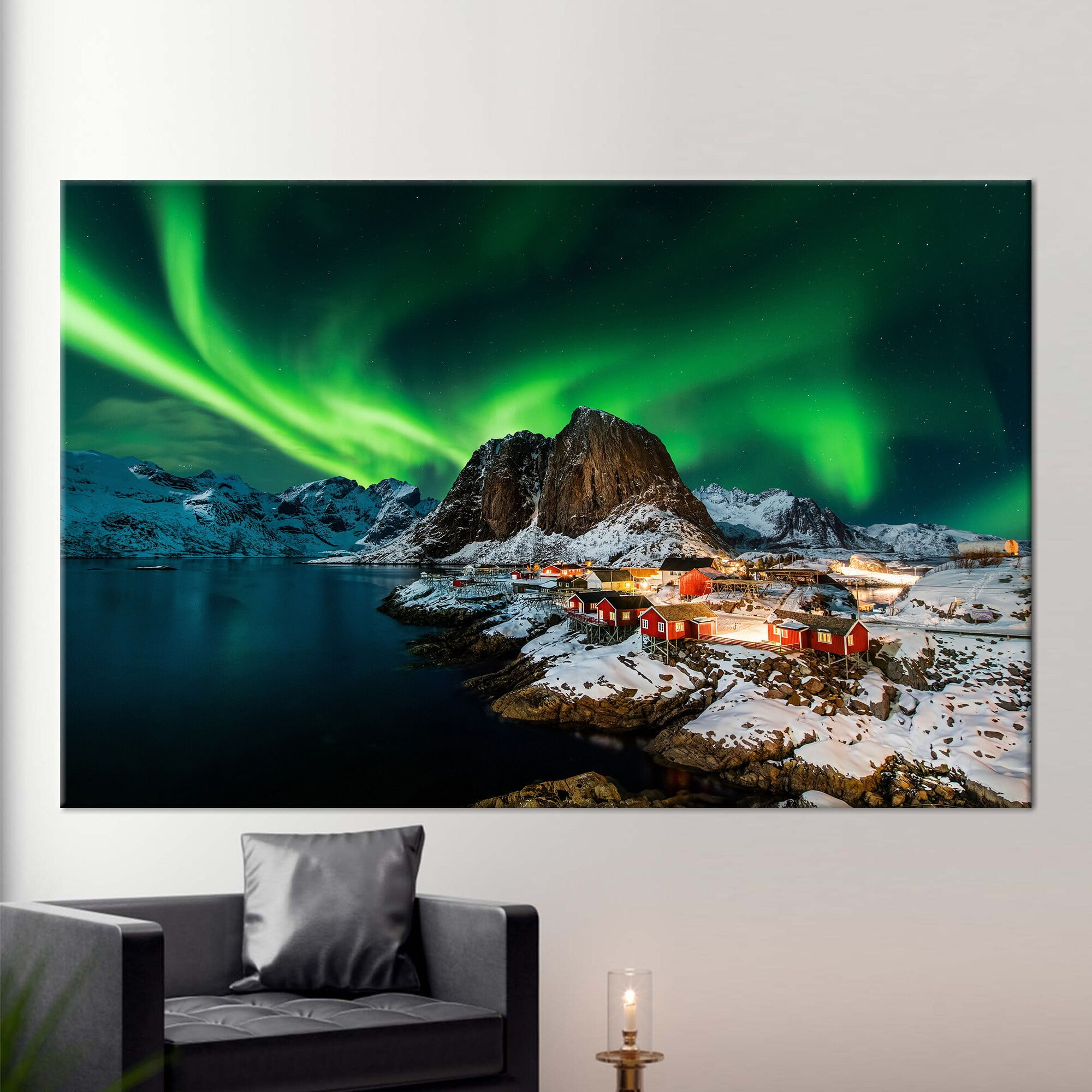 Northern Lights Landscape, Canvas Print, Canvas Decor, Canvas Gift