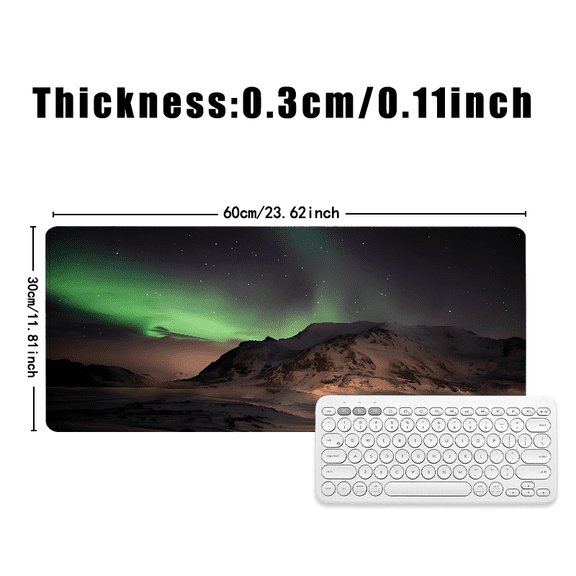 Northern Lights Mountain Scene Mouse Pad 31.5 x 11.82 inches Rubber Desk Accessory for Office and Gaming