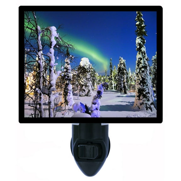 Night Light - Snowy Northern Lights. | Northern Lights Theme, Includes Free Switchable Insert, 4W Bulb, E12 Base