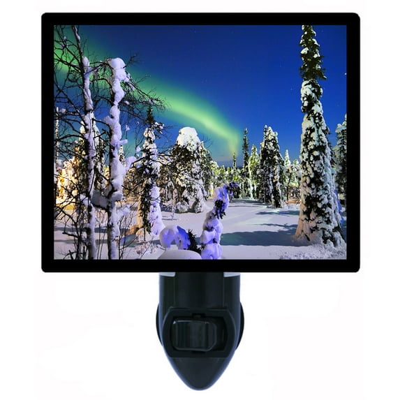 Night Light - Snowy Northern Lights. | Northern Lights Theme, Includes Free Switchable Insert, 4W Bulb, E12 Base