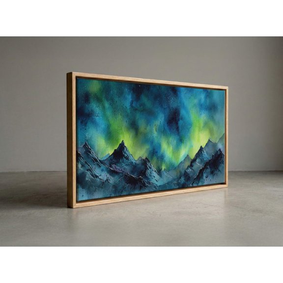 Northern Lights Over Mountain Peaks Portrait Decor Unframed Paper Print