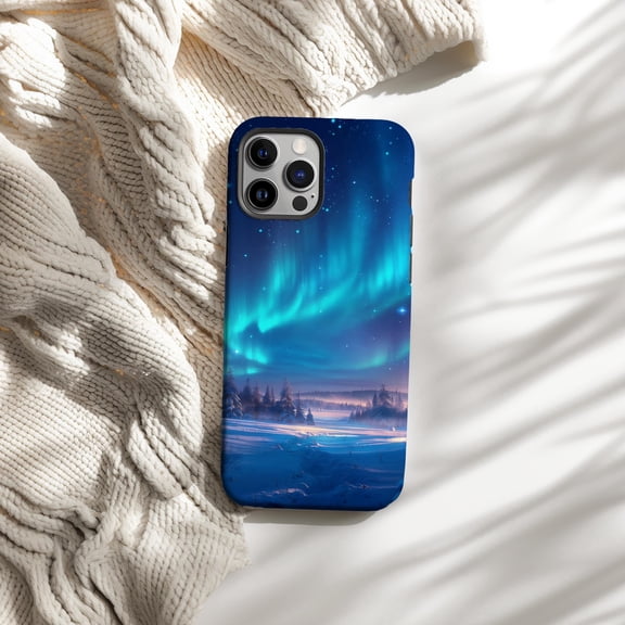 Northern Lights Phone Case For iPhone Samsung Galaxy Durable Hard Cover Winter Night Sky Scenery