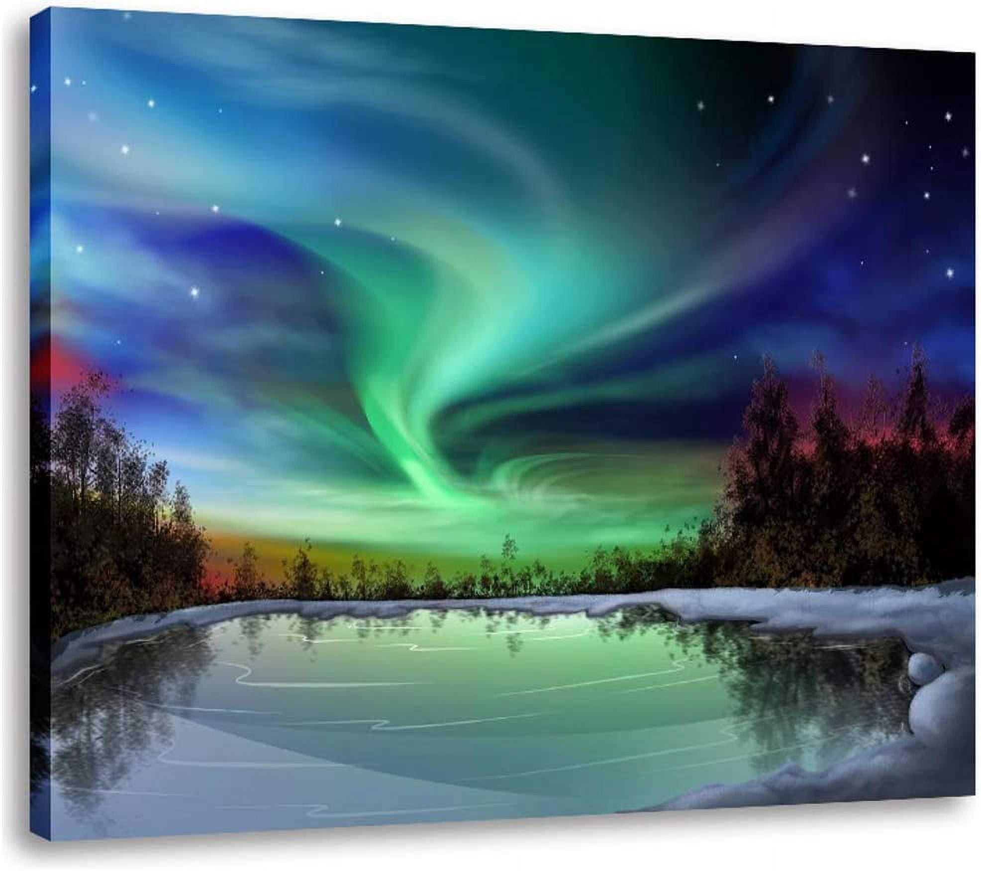 Aurora Borealis Canvas, Northern Lights newest Wall Art, Scenery Wall Decor, Nature Canvas, Lake Wall Art, Landscape Print, Interior Design