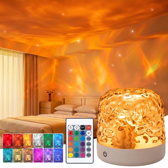 VOLIVO Ocean Wave Projector Light, Ambient Lighting, 16 Colors LED Rechargable Night Lamp for Bedroom, Gift Ideas, Kids Room Decor