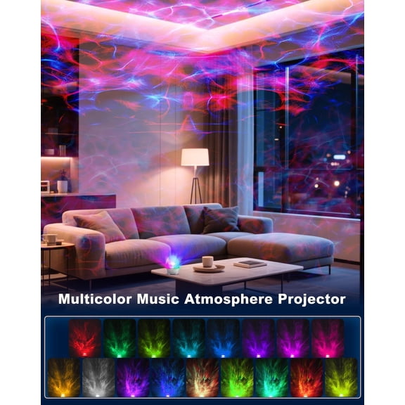 Northern Lights Projector, 17 Colors RGB Aurora Night Light with Bluetooth Speaker, Remote Control, Dimmable Ocean Wave Room Decoration Projector Led Light for Bedroom/Party/Adults/Boys &Girls Gift
