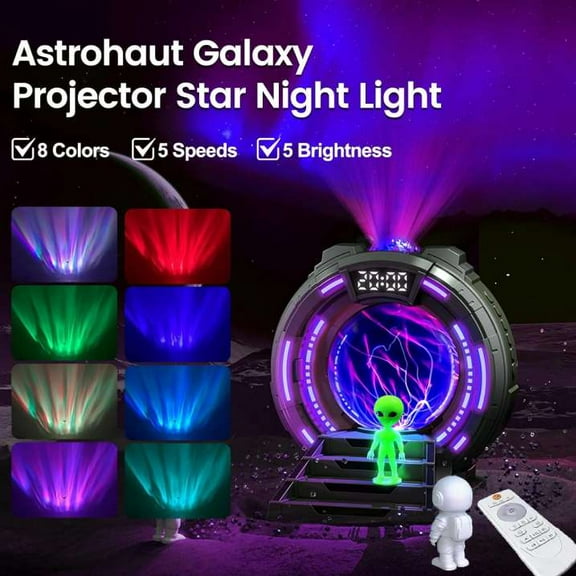 Star Projector Night Light, Alien and Astronaut Galaxy Projector, Northern Lights Aurora Projector, Plasma Ball Lamp, Nebula Projector, 8 Color Options, Adjustable Projection Speed and Brightness