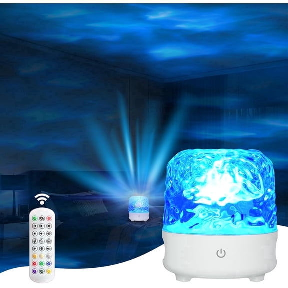 HomWamee Ocean Wave Projector Light, LED Night Light with Remote Control, Home Decor, Ideal Gifts for Women, Mom, Her