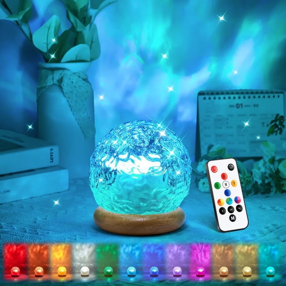 Northern Lights Projector with Remote18-Color LED Shower Lamp Ocean Projector,Dimmable Aurora Night Light for Bedroom&Bathroom,Calming Mood Lighting,Aesthetic Room Decor,Gift for Teen Girls