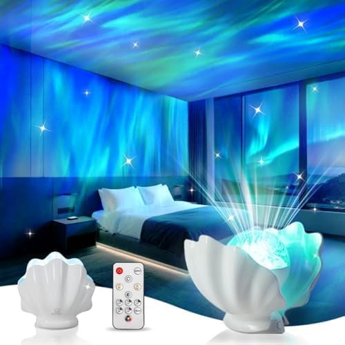 Northern Lights Projector, Shell Night Light Built for Bedroom Nebula Lamp, Kids Dorm Decor, Cute Room Decor Aesthetic, Valentines Day Gifts