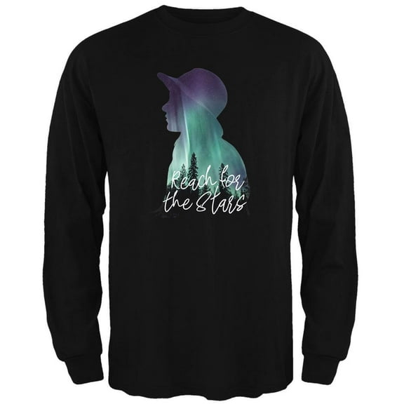 Northern Lights Reach for the Stars Mens Long Sleeve T Shirt