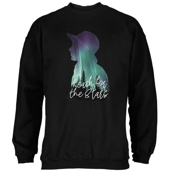 Northern Lights Reach for the Stars Mens Sweatshirt Black 2XL