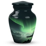 Northern Lights Silent Over a Winter Wonderland - Small Cremation Urn for Adult Ashes - Decorative Metal Keepsake - Female Memorial Tribute - Urns For Human Ashes Adult - 3 Inch, 1 Pc