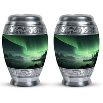 Northern Lights' Silent Over a Winter Wonderland - Tiny Burial Urn for Adult Female Ashes - Keepsake for Human Ashes - Elegant Memorial - Urns For Human Ashes Adult - 3 Inch, Set Of 2