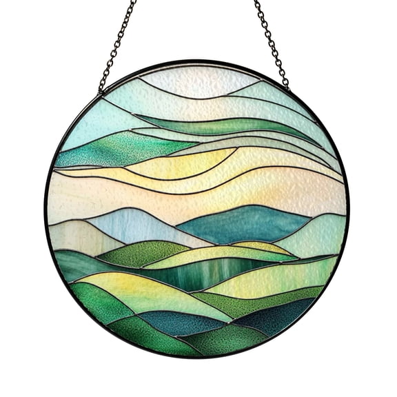 Northern Lights Stained Glass Pattern Design File, Aurora Landscape Window Suncatcher Art Template, Stained Glass Style Scenic Digital Pattern for Glass Art Projects