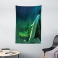 thumbnail image 1 of Northern Lights Tapestry, Wooden Roof House Winter Icy Arctic View Cold Climates Air Image, Wall Hanging for Bedroom Living Room Dorm Decor, 40W X 60L Inches, Dark Blue Jade Green, by Ambesonne, 1 of 2