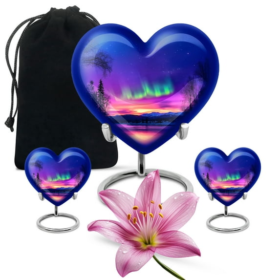 Northern Lights Urn, Mini Urns for Human Ashes, Urns for Human Ashes Large Adult, Cremation Urns for Adult Ashes Women, Funeral Urns, Urns for Women Human Ashes(Size - 8inch 1Pcs, 3inch 2Pcs)
