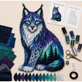 thumbnail image 1 of Northern Lights Wildlife DIY Patchwork Kit, Creative Fabric Craft Sewing Kit for Adults, Handmade Home Decor Project, Relaxing DIY Art Activity, Unique Gift for Craft Lovers (Lynx), 1 of 8
