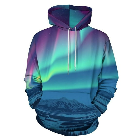 Northern Lights Winter Magic 3D Print Hoodie Men Women Autumn Thin Pullover Sweatshirt Vintage Streetwear Tops