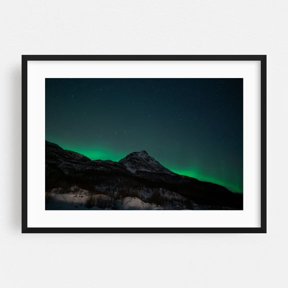 Northern Lights XI - Tromsø Troms Norway Photography Aurora Borealis Night Sky Winter Stars Mountain Landscape Black Framed Wall Art Print 20 x 30 inches