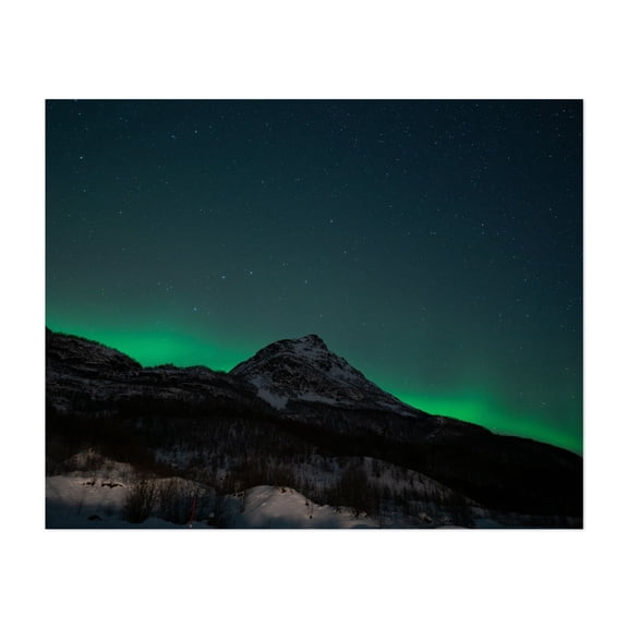 Northern Lights XI - Tromsø Troms Norway Photography Aurora Borealis Night Sky Winter Stars Mountain Landscape Unframed Wall Art Print 22 x 28 inches