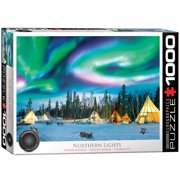 Eurographics: Northern Lights Yellowknife - 1000 Piece Puzzle, Yellowknife Aurora Borealis Photography, Landscape Scene Adult Jigsaw, 19.25 x 26.5"