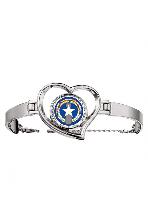 Northern Mariana Islands National Emblem Bracelet Heart Jewelry Wire Bangle
