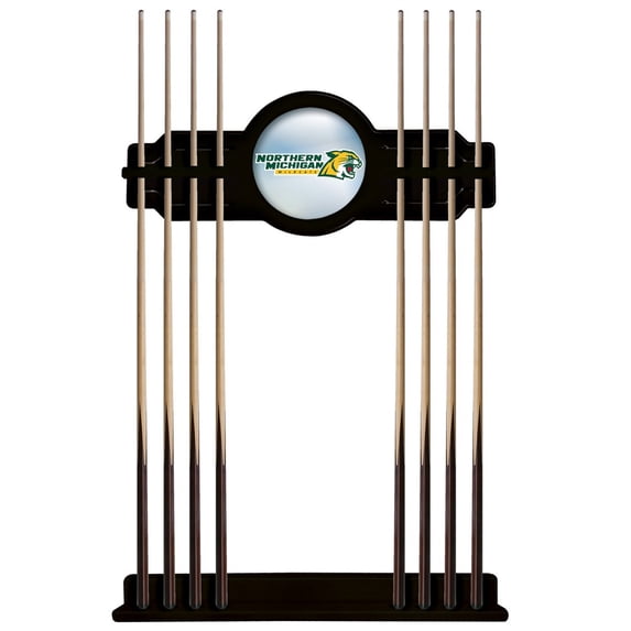 Northern Michigan University Solid Wood Cue Rack with a Black Finish