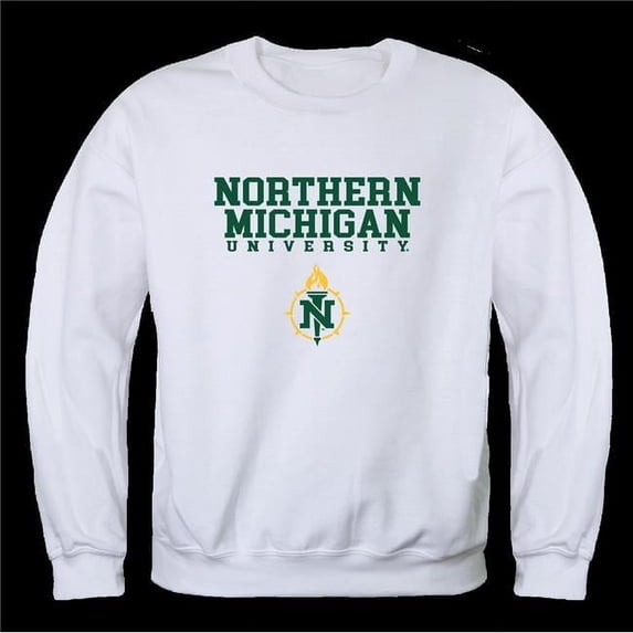 Northern Michigan University Wildcats Seal Crewneck Sweatshirt, White - Extra Large