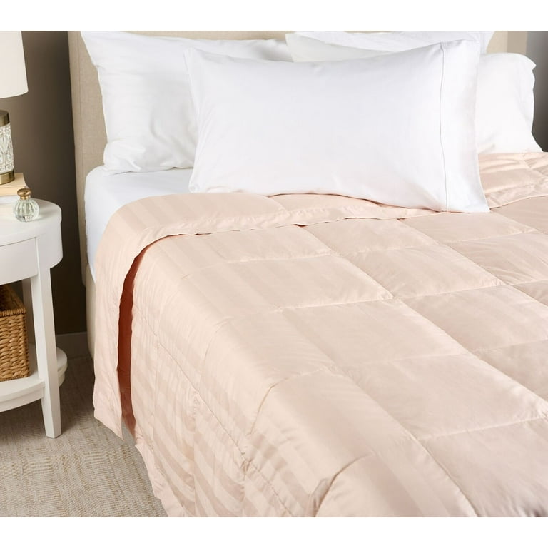 Northern Nights Dobby Stripe Cotton 650FP Down Blanket Twin in Blossom