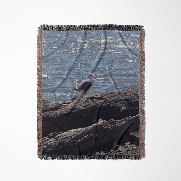 Northern Oregon Coast Seagull, Woven Blanket