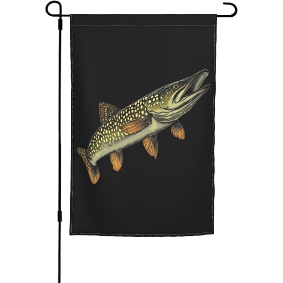 Northern Pike Fish Garden Flag Double-Sided Weather-Resistant Outdoor Home Decor 12 x 18 Inch