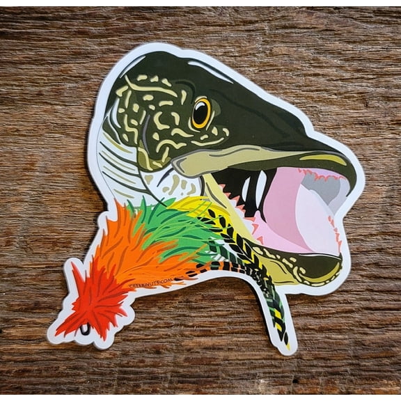 Northern Pike with Fly Sticker Decal