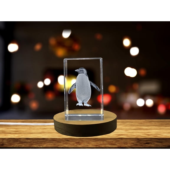 Northern Rockhopper Penguin Enchanting 3D Engraved Crystal Decor Gift