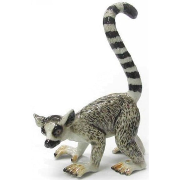 Northern Rose African Ring-tailed Lemur Hand-painted - Home Decor Animal Birthday Gift Decorative Figurine - Miniature Porcelain Figurine