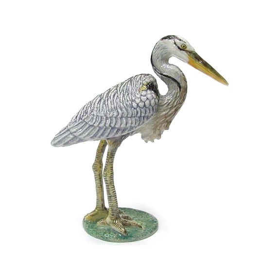 Northern Rose Blue Heron Standing Hand-crafted - Home Decor Bird Decorative Figurine Birthday Gift - Miniature Porcelain Figurine