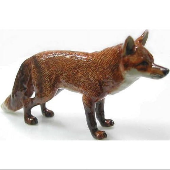 Northern Rose Brown Fox Standing Hand-painted - Home Decor Animal Birthday Gift Decorative Figurine - Miniature Porcelain Figurine