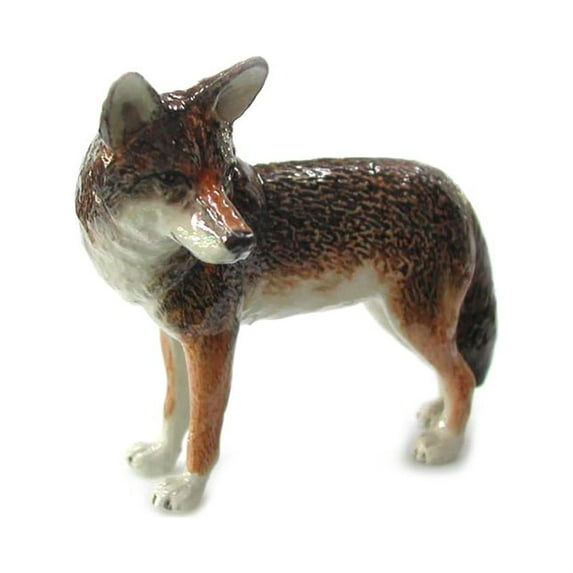 Northern Rose Coyote Standing Animal Hand-painted - Home Decor Animal Decorative Figurine Birthday Gift - Miniature Porcelain Figurine