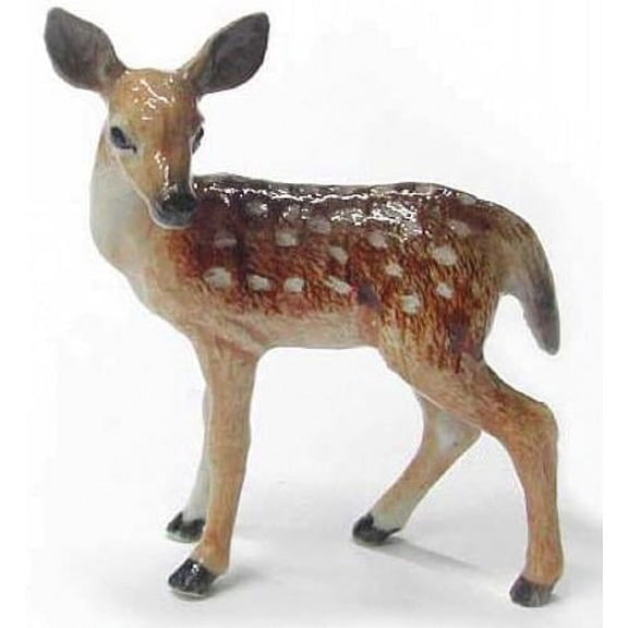 Northern Rose Brown Deer Fawn Standing Hand-painted - Home Decor Animal Birthday Gift Decorative Figurine - Miniature Porcelain Figurine