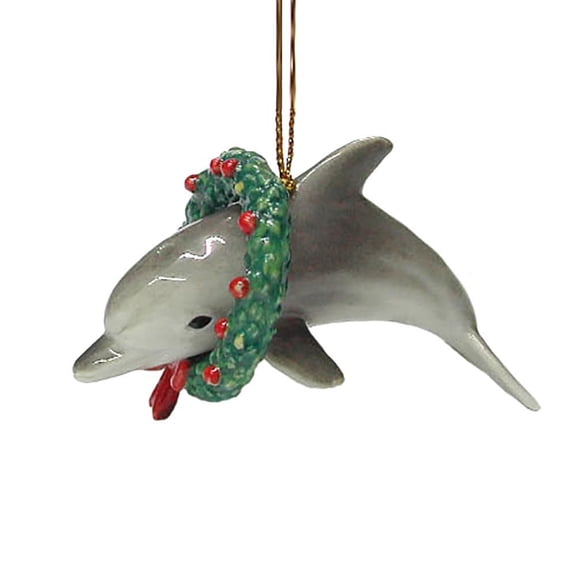 Northern Rose Dolphin Ornament Hand-painted - Home Decor Reptile Decorative Figurine Birthday Gift - Miniature Porcelain Figurine