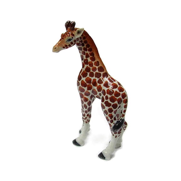 Northern Rose Brown Giraffe Looks Left Animal - Hand-painted Home Decor Animal Decorative Figurine Birthday Gift - Miniature Porcelain Figurine