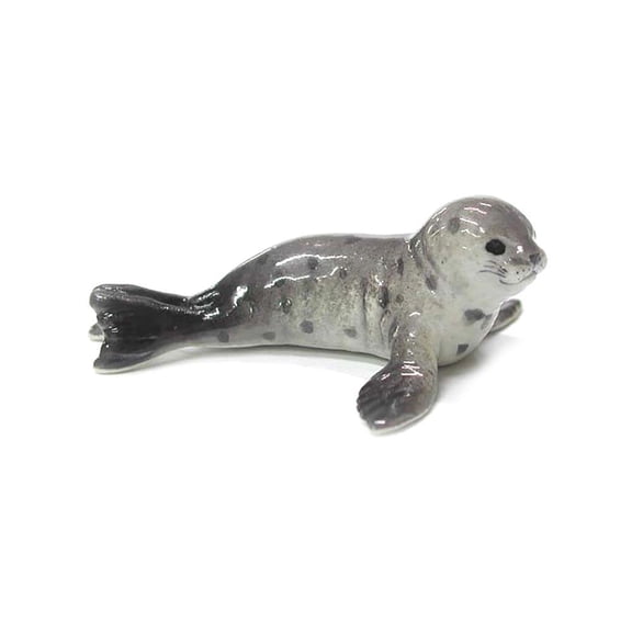 Northern Rose Gray Harbor Seal Pup Reptile - Hand-painted Home Decor Reptile Decorative Figurine - Miniature Porcelain Figurine