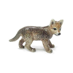 Northern Rose Gray Wolf Cub Miniature Porcelain Figurine, Handcrafted Hand-Painted Woodland Animal Collectible, Home Dcor Display Piece, Gift for Wolf Lovers