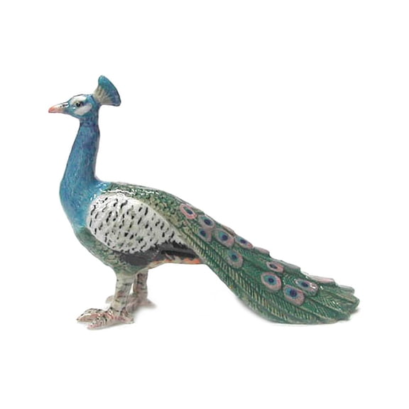 Northern Rose Multicolor Peacock Hand-painted - Home Decor Bird Birthday Gift Decorative Figurine - Miniature Porcelain Figurine
