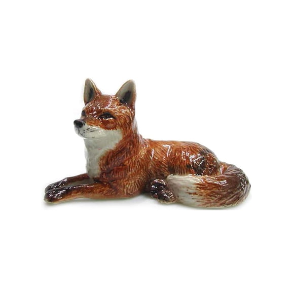 Northern Rose Red Fox Lying Down Hand-painted - Home Decor Animal Decorative Figurine Birthday Gift - Miniature Porcelain Figurine